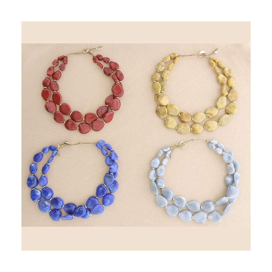 2 ROWS RESIN BEADS SHORT NECKLACE