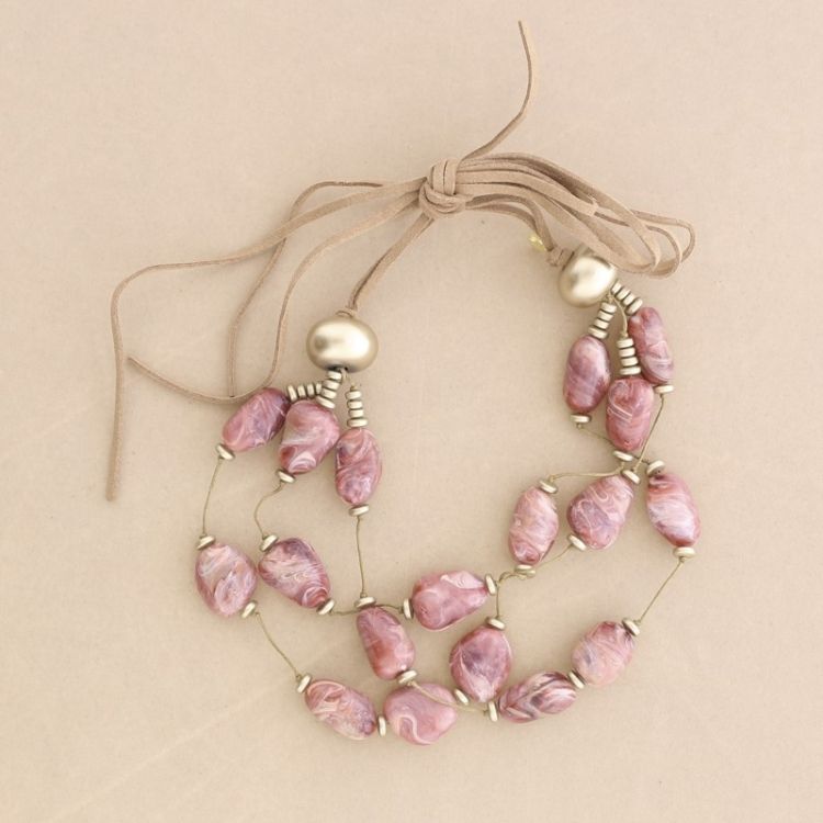 3 ROWS RESIN BEADS SHORT NECKLACE 2