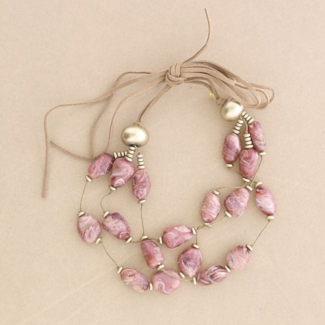 3 ROWS RESIN BEADS SHORT NECKLACE