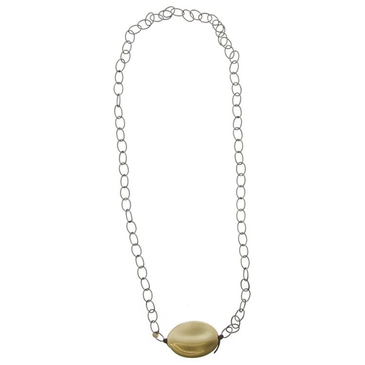 LONG NECKLACE WITH IMITATION METAL BEADS CHAIN