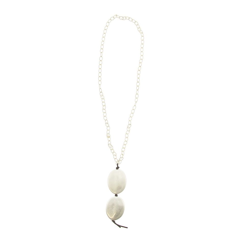 LONG DOUBLE PENDANT NECKLACE IMITATION METAL