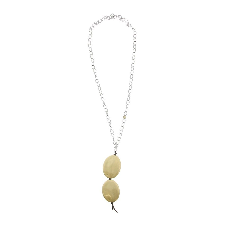 LONG DOUBLE PENDANT NECKLACE IMITATION METAL