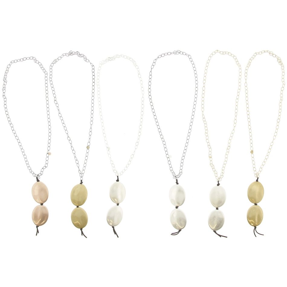 LONG DOUBLE PENDANT NECKLACE IMITATION METAL