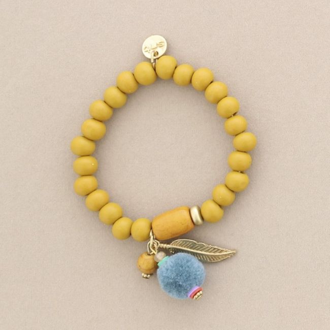 PULSERA ELÁSTICA CUENTAS POMPÓN