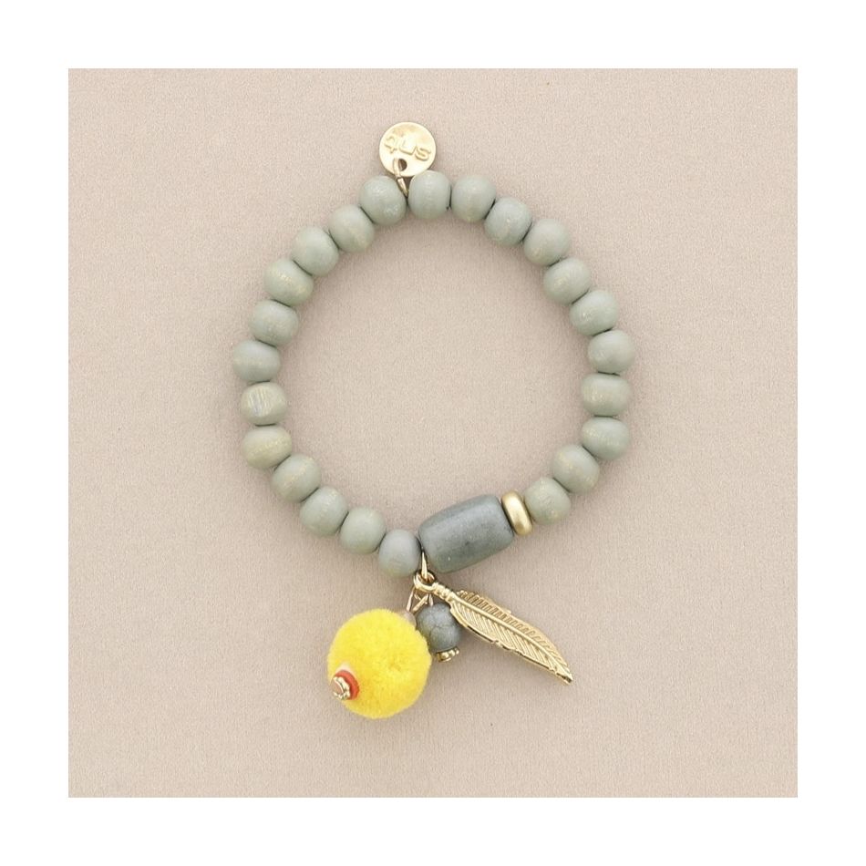 PULSERA ELÁSTICA CUENTAS POMPÓN