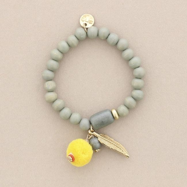 ELASTIC BRACELET WITH POMPOM BEADS
