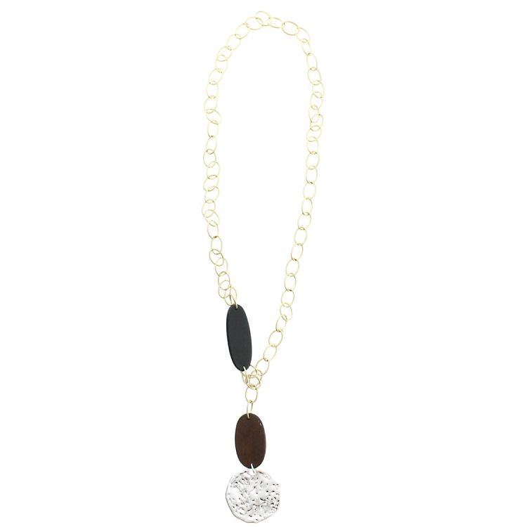 COLLAR LARGO MADERA COLGANTE METAL