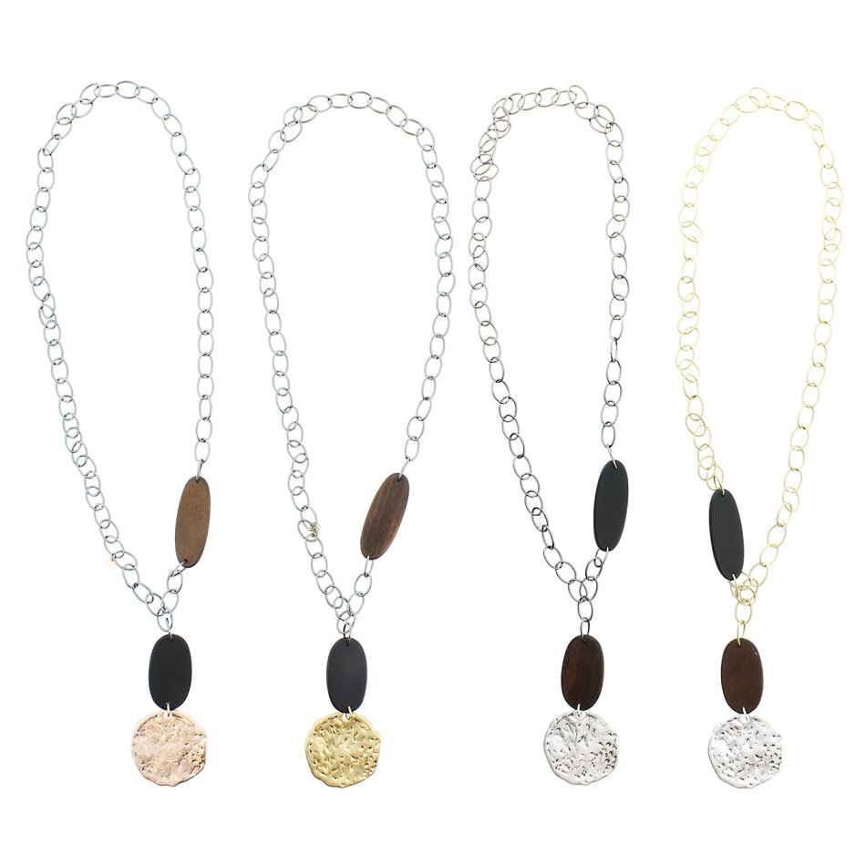 COLLAR LARGO MADERA COLGANTE METAL