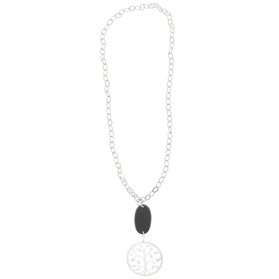 COLLAR LARGO MADERA COLGANTE METAL