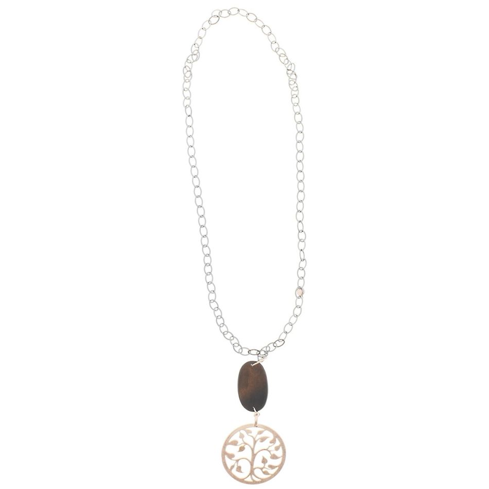 COLLAR LARGO MADERA COLGANTE METAL