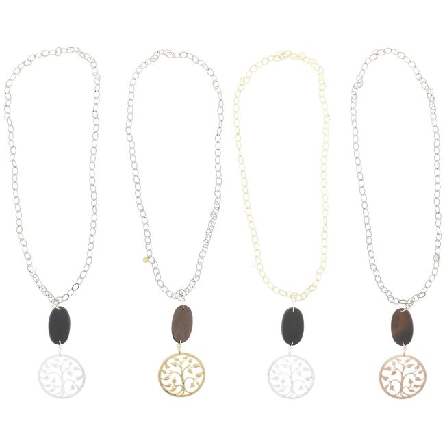 COLLAR LARGO MADERA COLGANTE METAL
