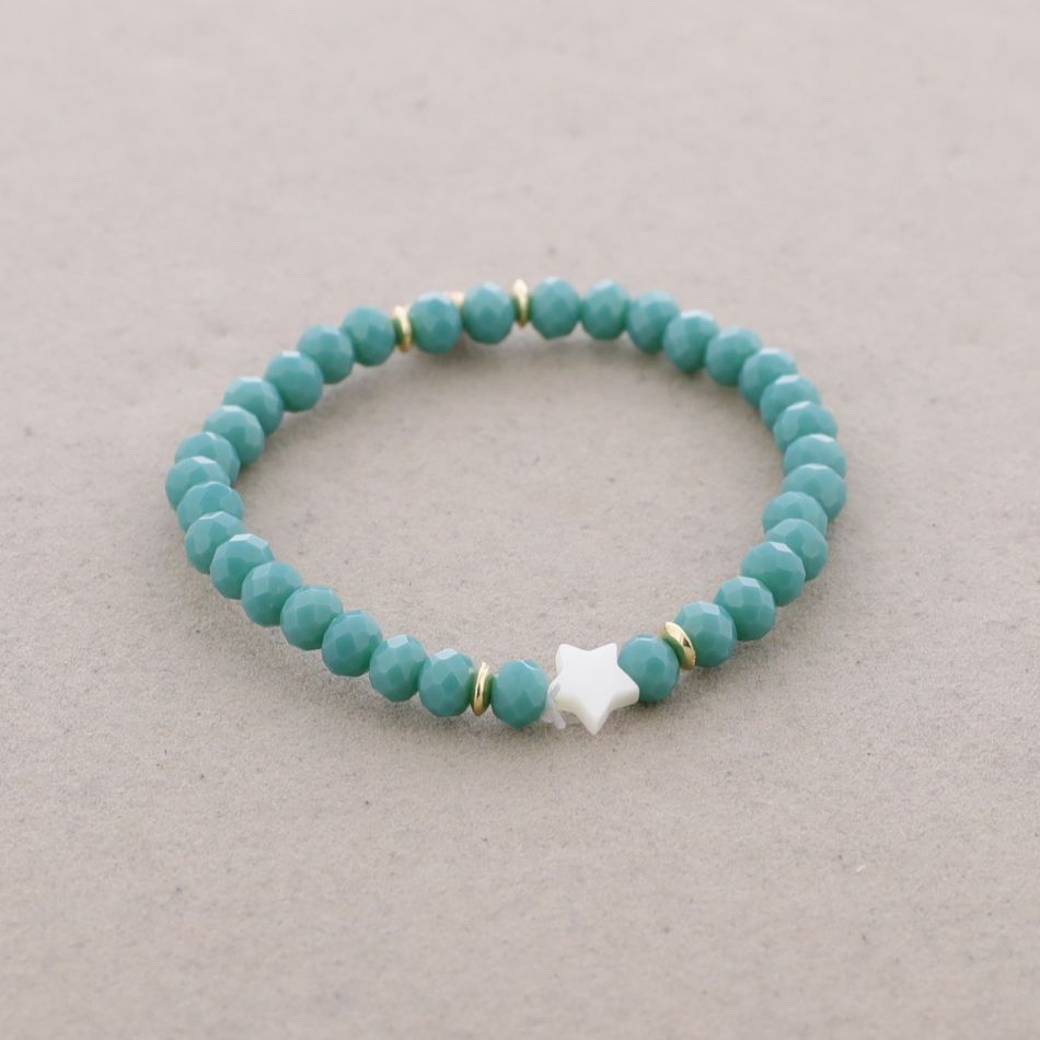 PULSERA ELÁSTICA CUENTAS ESTRELLA NÁCAR