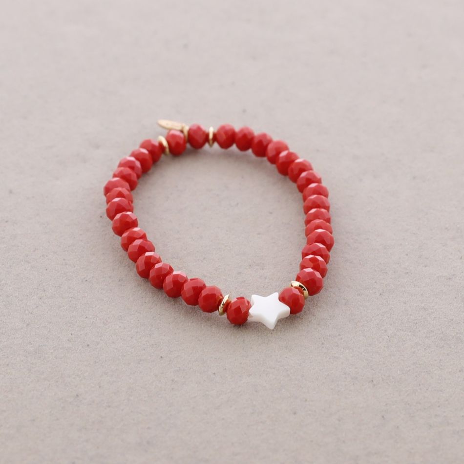 PULSERA ELÁSTICA CUENTAS ESTRELLA NÁCAR