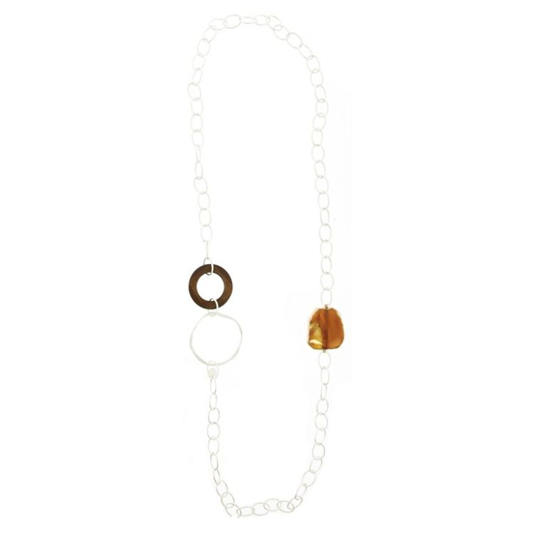 COLLAR LARGO ESLABONES PIEDRA NATURAL