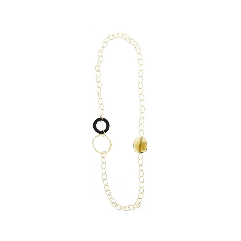 LONG NATURAL STONE LINK NECKLACE