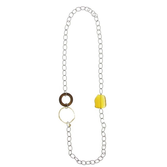 LONG NATURAL STONE LINK NECKLACE