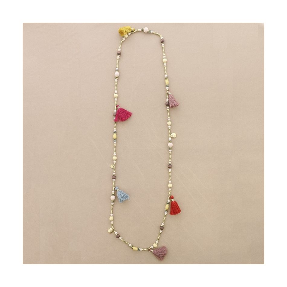 COLLAR LARGO CUENTAS FLECOS