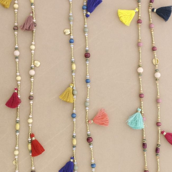 FRINGED BEADS LONG NECKLACE