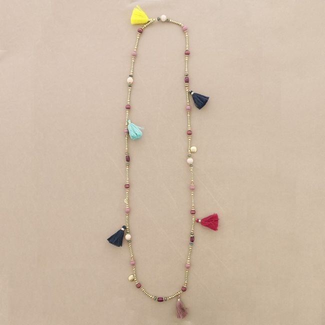 COLLAR LARGO CUENTAS FLECOS