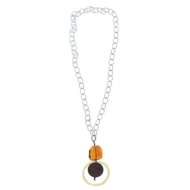 COLLAR LARGO COLGANTE ANILLA METAL PIEDRA