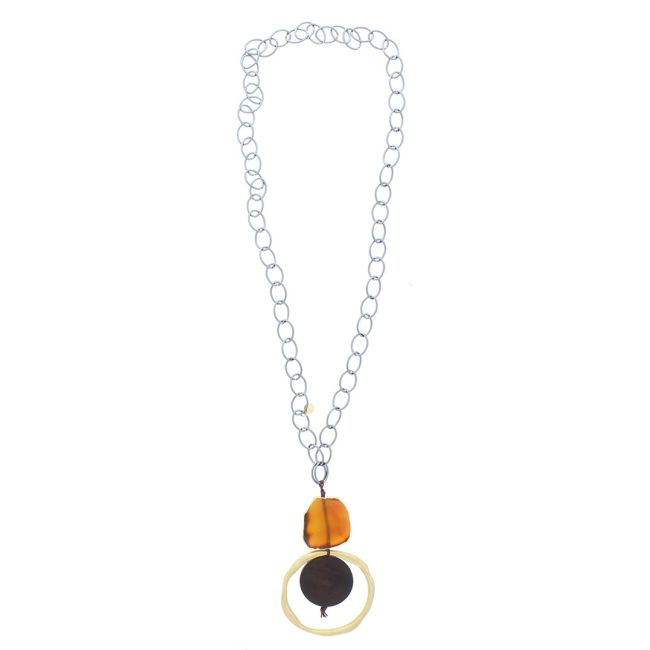 COLLAR LARGO COLGANTE ANILLA METAL PIEDRA