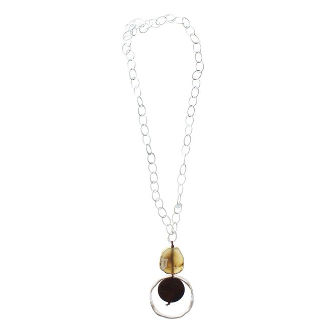 COLLAR LARGO COLGANTE ANILLA METAL PIEDRA