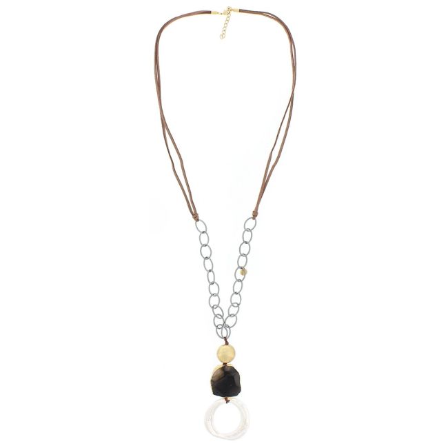 IRREGULAR METAL RING PENDANT LONG NECKLACE