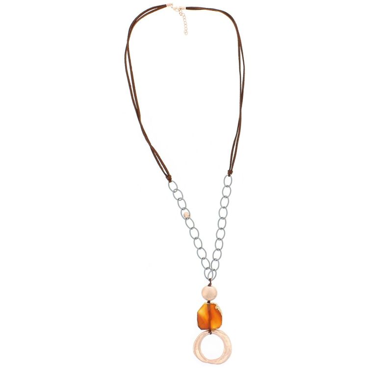 COLLAR LARGO COLGANTE ANILLA METAL IRREGULAR