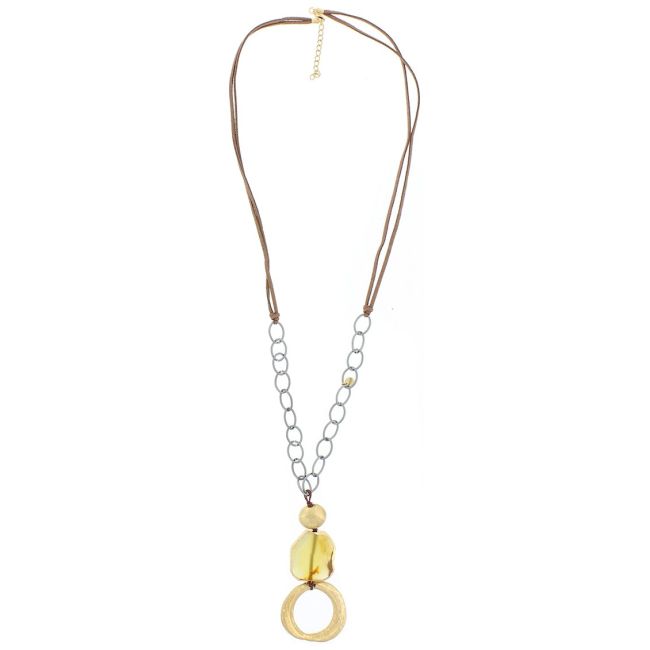 IRREGULAR METAL RING PENDANT LONG NECKLACE