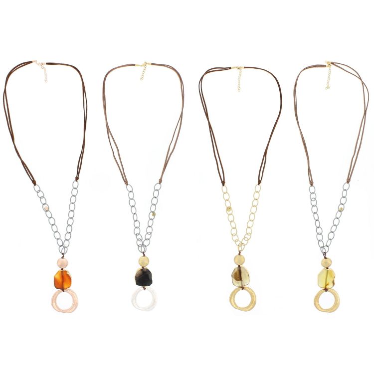 IRREGULAR METAL RING PENDANT LONG NECKLACE 2