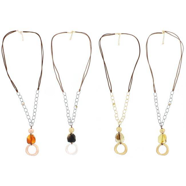 COLLAR LARGO COLGANTE ANILLA METAL IRREGULAR