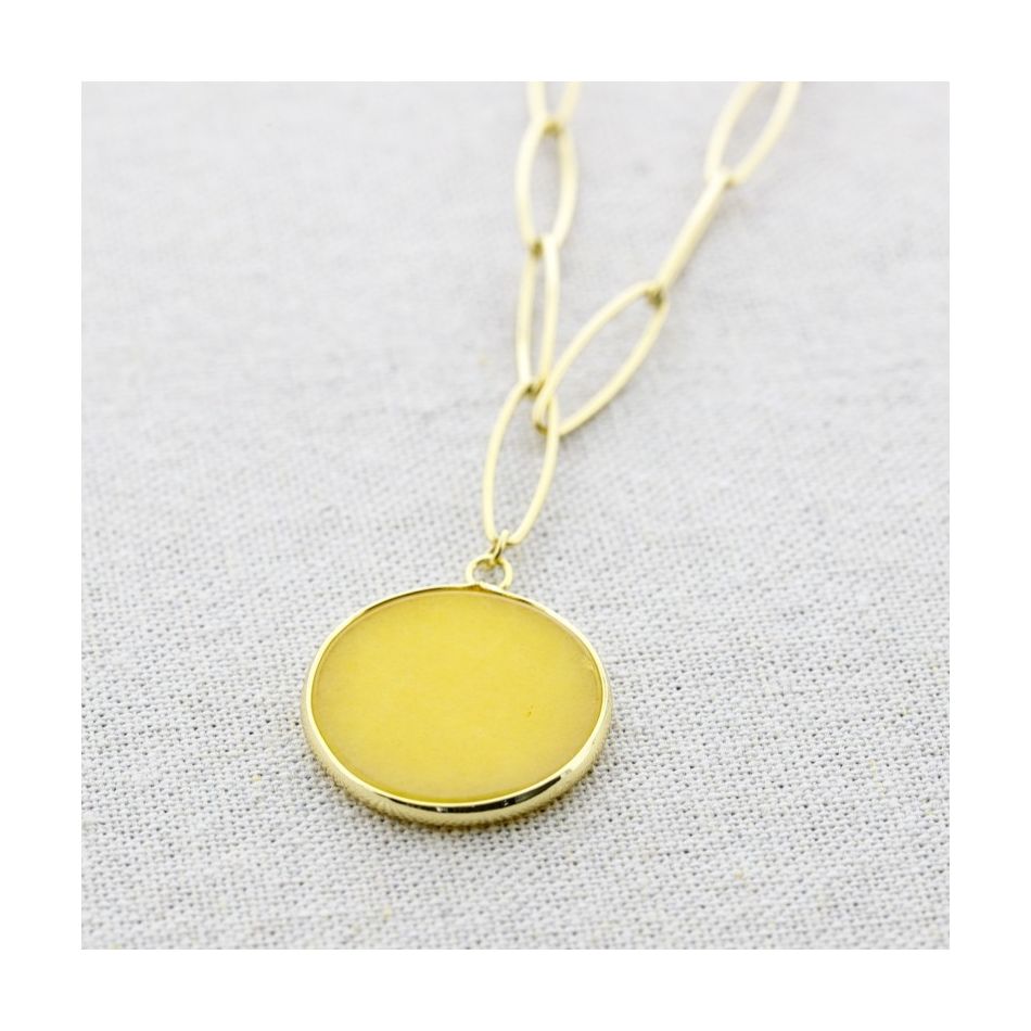 STONE PENDANT STEEL NECKLACE 55CM
