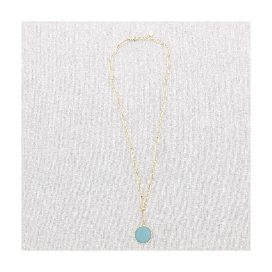 COLLAR ACERO COLGANTE PIEDRA 55CM