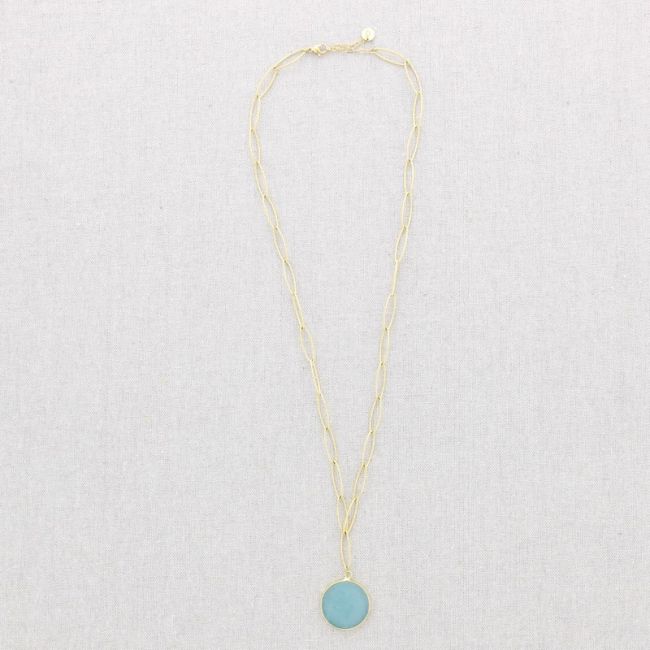 COLLAR ACERO COLGANTE PIEDRA 55CM