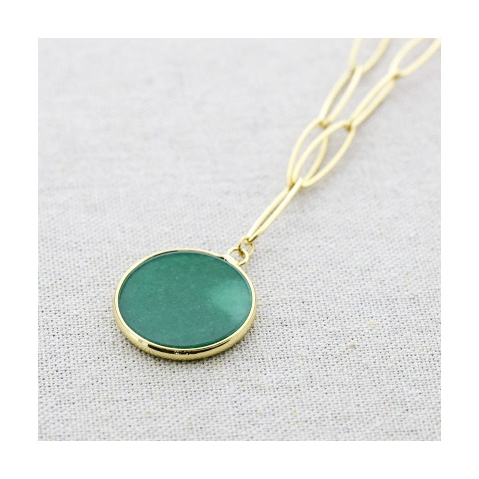 COLLAR ACERO COLGANTE PIEDRA 55CM