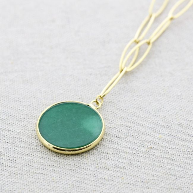 COLLAR ACERO COLGANTE PIEDRA 55CM