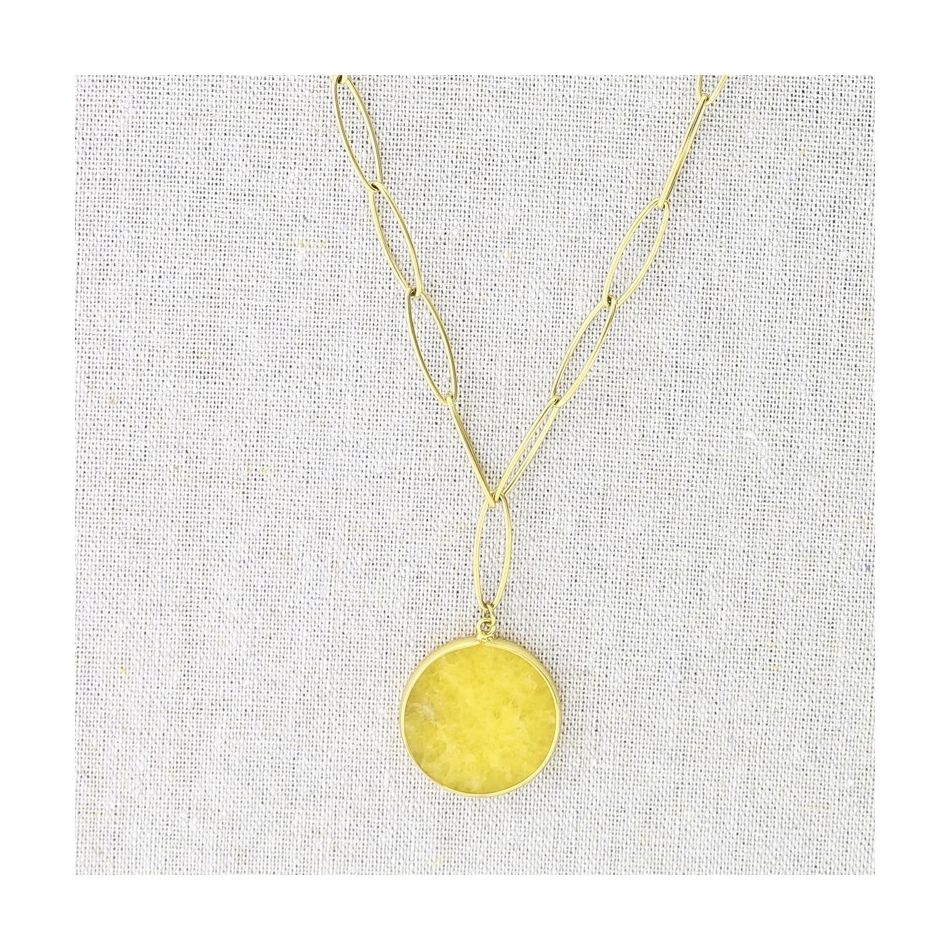 COLLAR ACERO COLGANTE PIEDRA 55CM