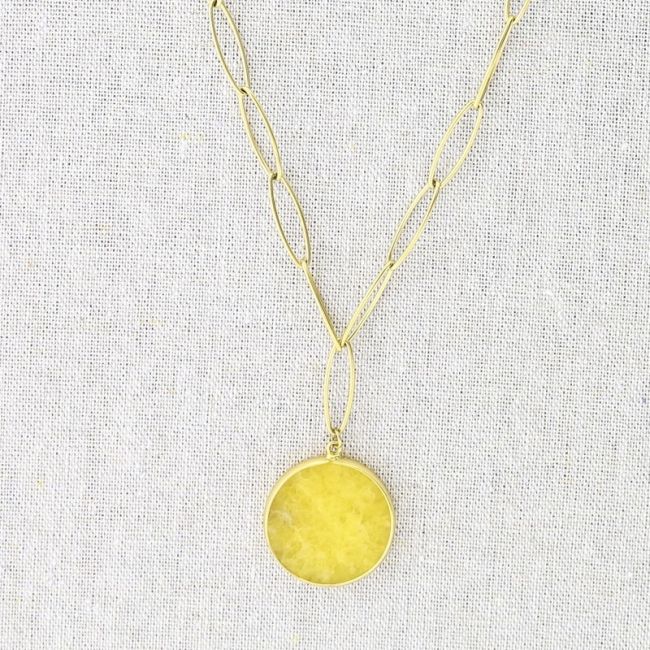 COLLAR ACERO COLGANTE PIEDRA 55CM