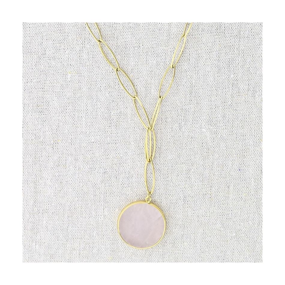 COLLAR ACERO COLGANTE PIEDRA 55CM