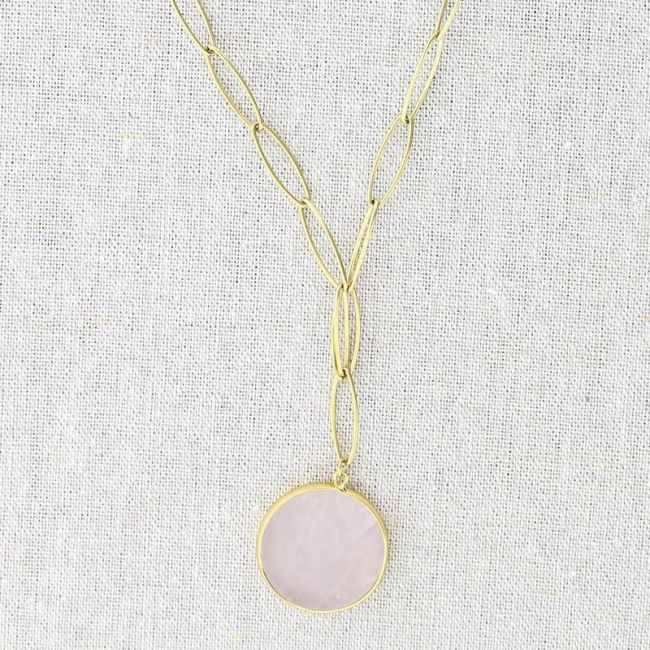 COLLAR ACERO COLGANTE PIEDRA 55CM