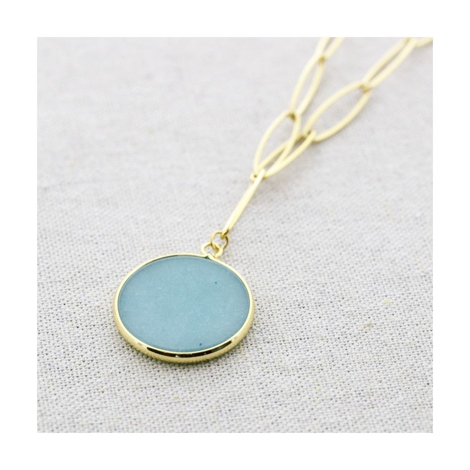 COLLAR ACERO COLGANTE PIEDRA 55CM