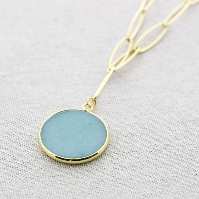 COLLAR ACERO COLGANTE PIEDRA 55CM