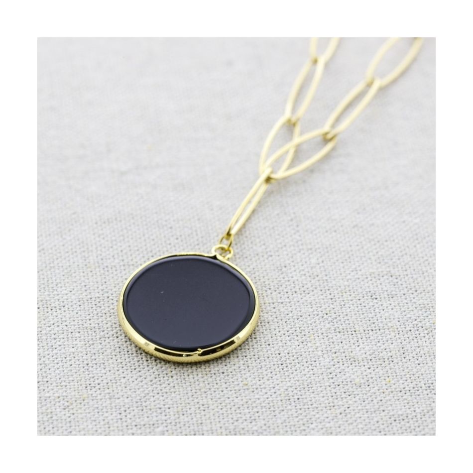 COLLAR ACERO COLGANTE PIEDRA 55CM