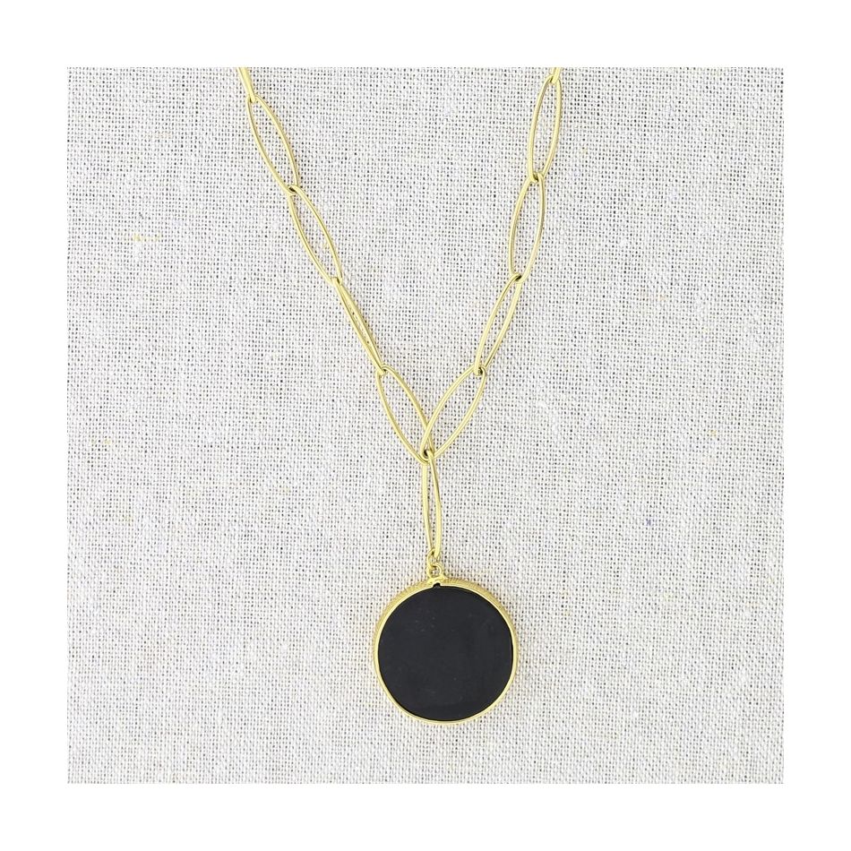 COLLAR ACERO COLGANTE PIEDRA 55CM
