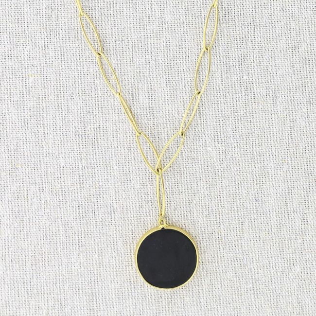 COLLAR ACERO COLGANTE PIEDRA 55CM