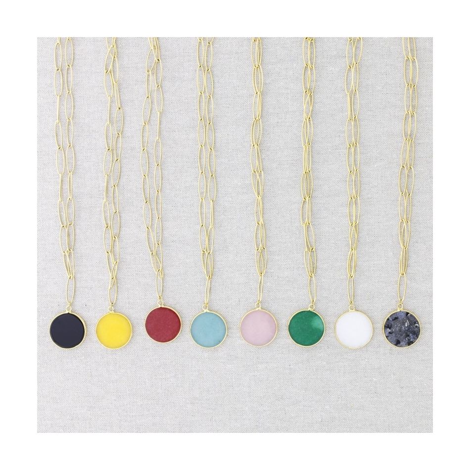 COLLAR ACERO COLGANTE PIEDRA 55CM