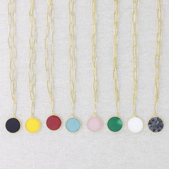 COLLAR ACERO COLGANTE PIEDRA 55CM