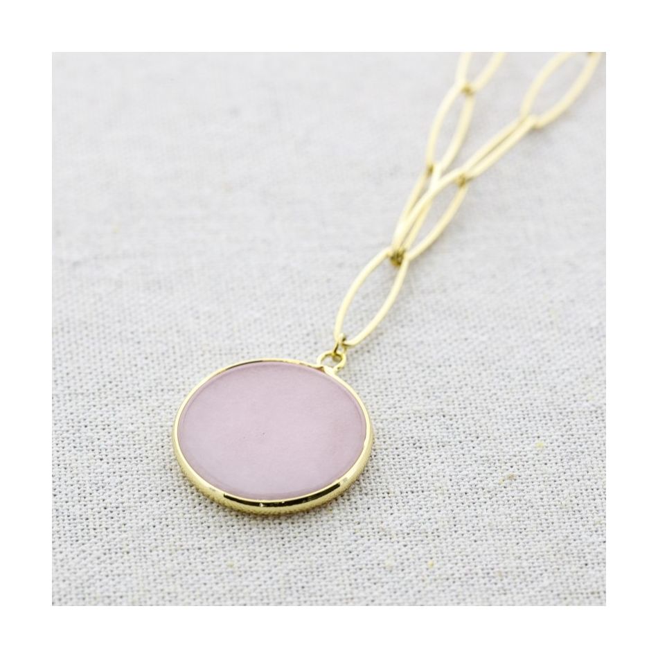 COLLAR ACERO COLGANTE PIEDRA 55CM