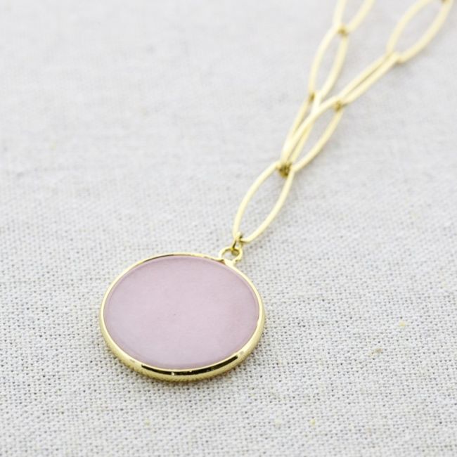 COLLAR ACERO COLGANTE PIEDRA 55CM