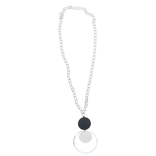 LONG NECKLACE PENDANT WOOD METAL